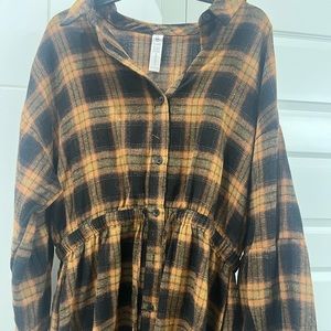 Brown plaid dress with pockets from Amazon, size XL